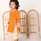 Girl's Yellow Bandhni Print Kurta And Patiala Set