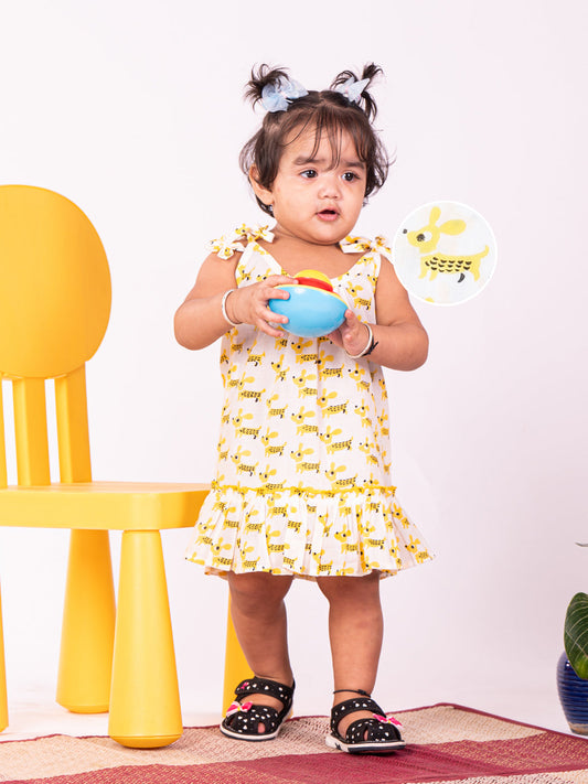 Girls' yellow ethnic dress