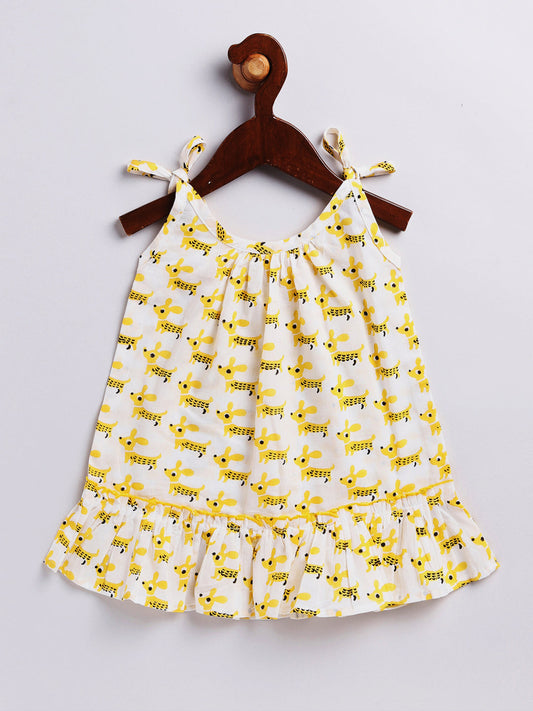 Girls' yellow ethnic dress, view 3
