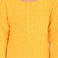 Girl's' Yellow Embellished Kurta Pyjama Set