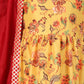 Girl's Yellow Floral Print Anarkali Kurta With Dupatta