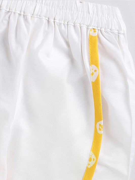 Girls' yellow kurta and dhoti pant set, view 3