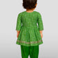 Girls Green Cotton Bandhani Kurta Patiala Set with Digital Print