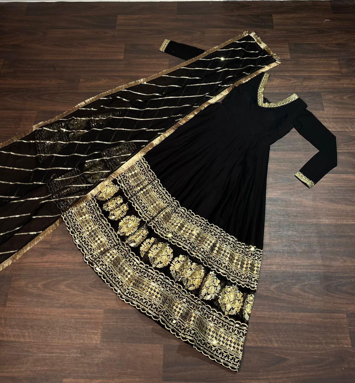 Black Anarkali Gown with Dupatta