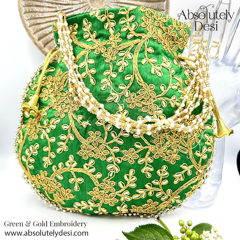 Handmade Gold Embroided Potli