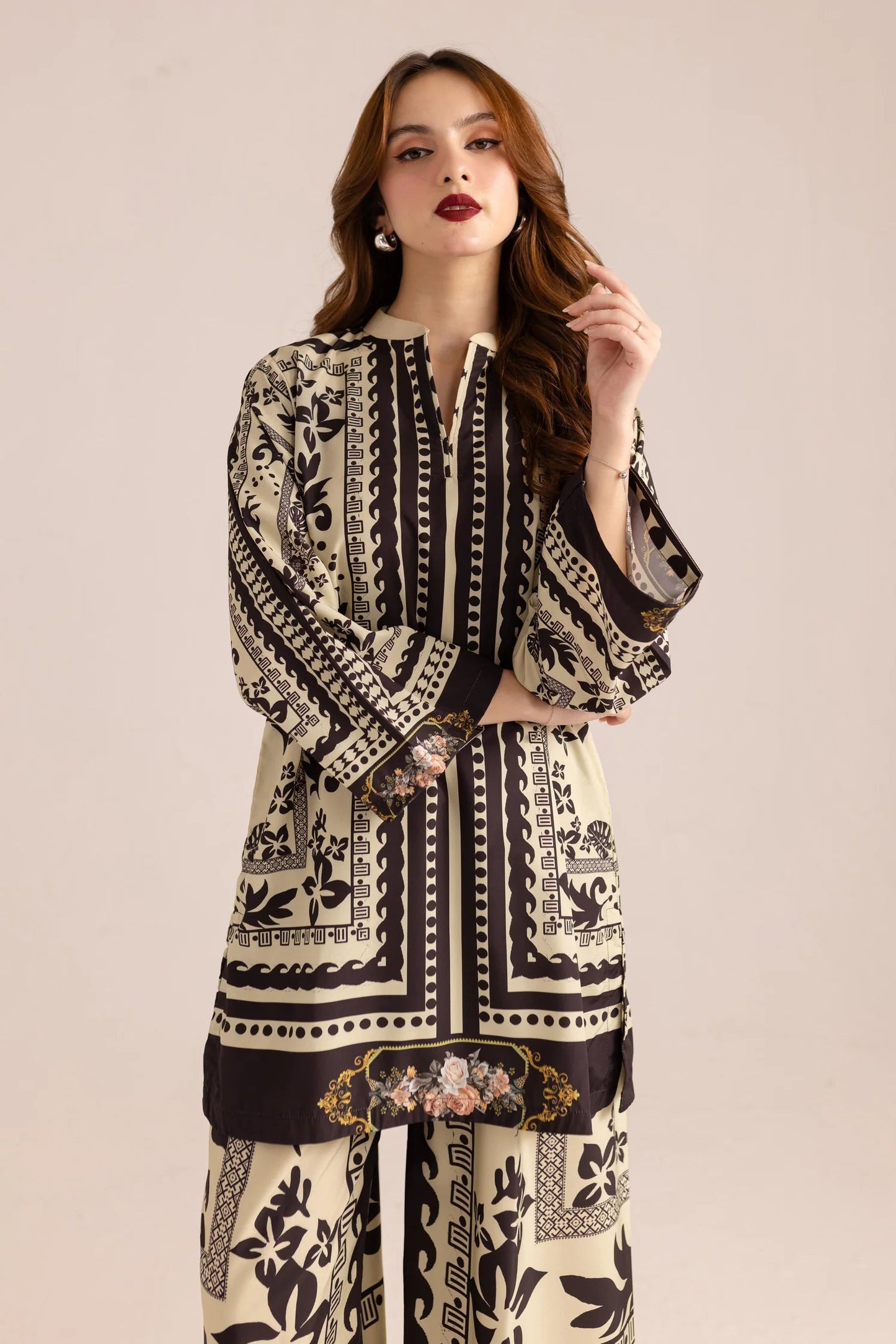 Off White Printed Co-Ord Set