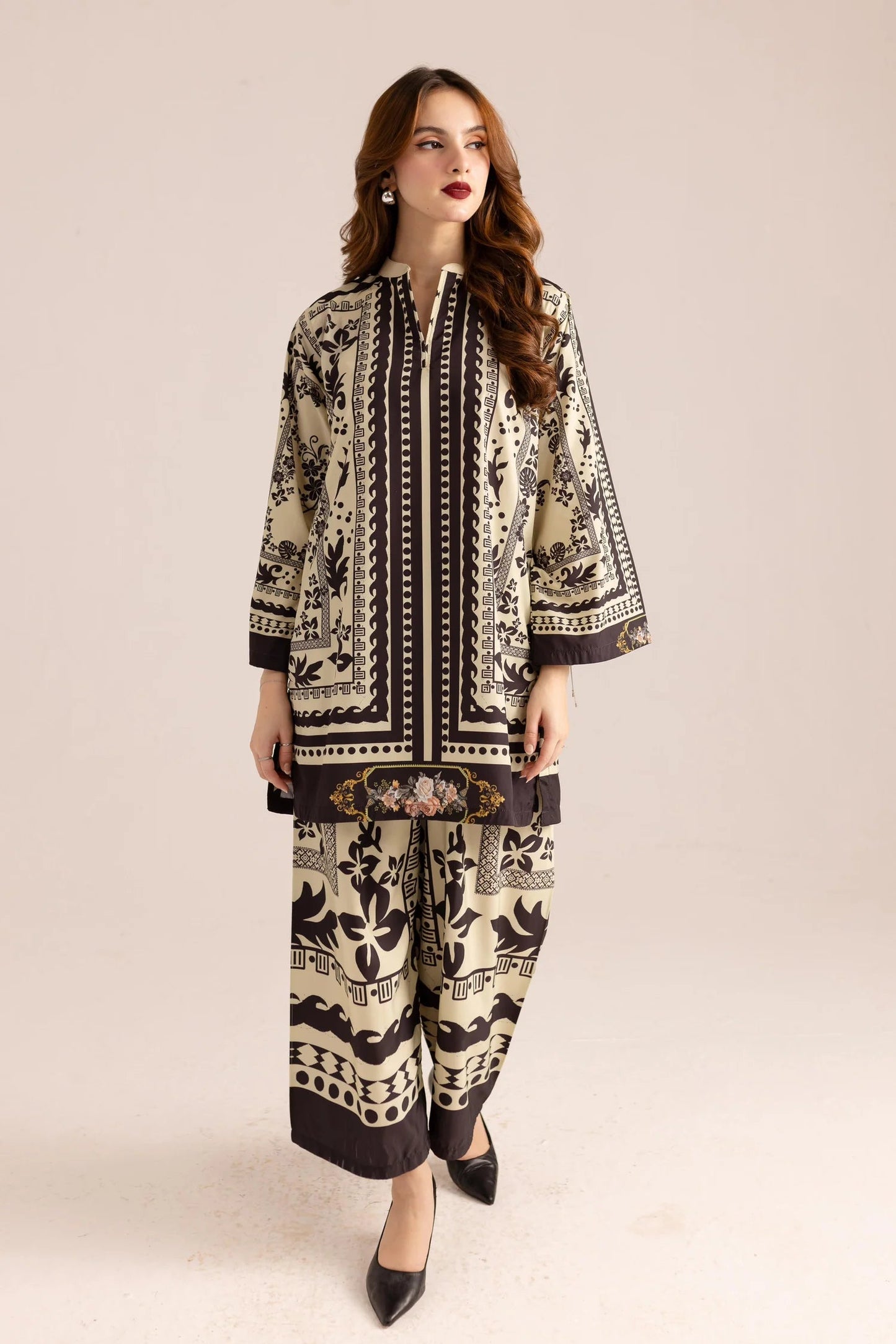 Off White Printed Co-Ord Set