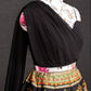 Impressive Black Banarasi Indo-Western Crop Top Lehenga