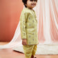 Infant Boy's Mint Green Silk Blend Kurta And Dhoti Set