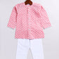 Infant Boy's Pink And White Cotton Kurta Pyjama Set
