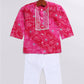 Infant Boy's Pink And White Cotton Kurta Pyjama Set