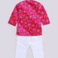 Infant Boy's Pink And White Cotton Kurta Pyjama Set