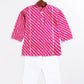 Infant Boy's Pink And White Cotton Kurta Pyjama Set