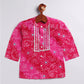 Infant Boy's Pink And White Cotton Kurta Pyjama Set