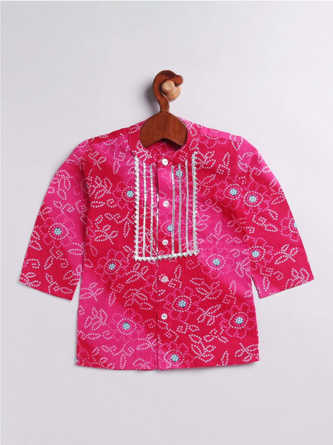Infant Boy's Pink And White Cotton Kurta Pyjama Set
