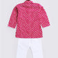 Infant Boy's Pink And White Cotton Kurta Pyjama Set