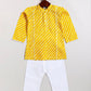 Infant Boy's Yellow And White Cotton Kurta Pyjama Set
