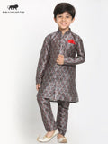 Boys Silk Blend Digital Printed Kurta and Pyjama Set