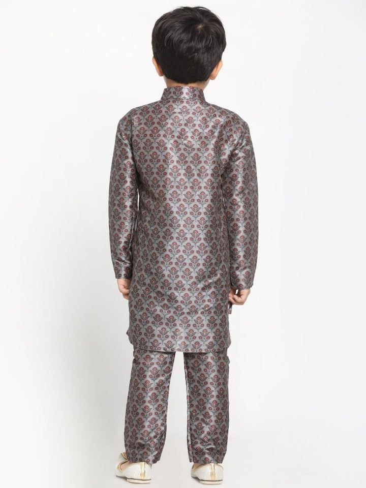 Boys Silk Blend Digital Printed Kurta and Pyjama Set