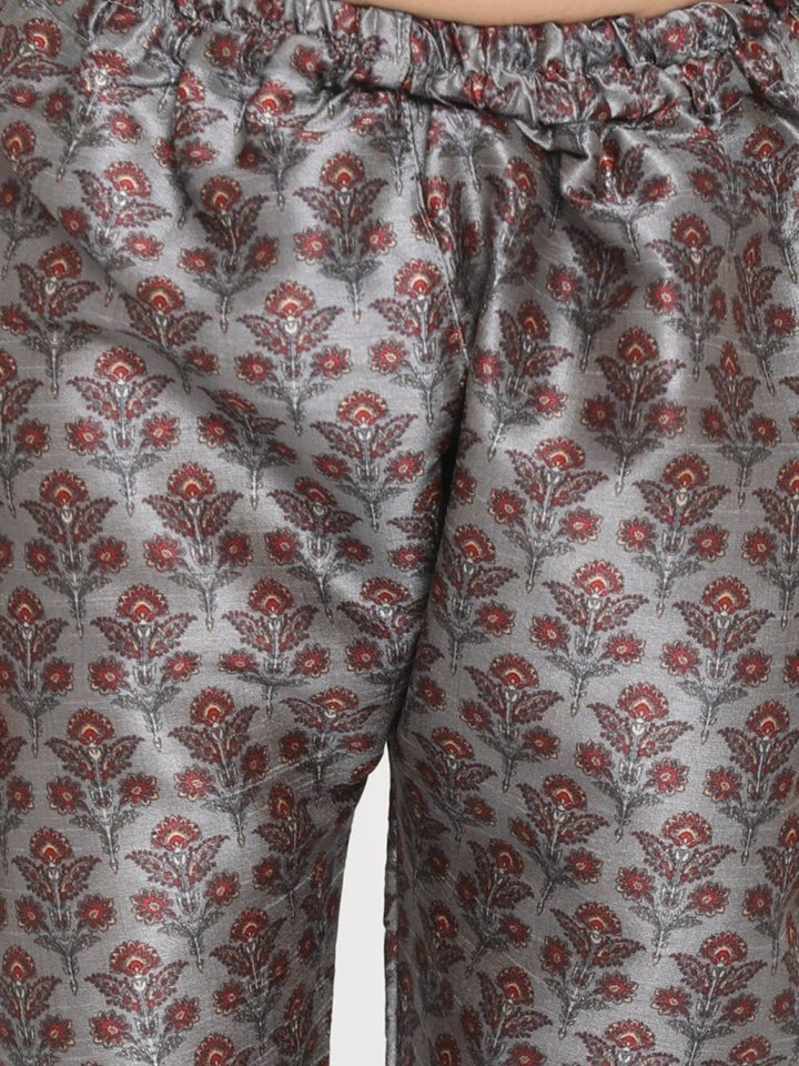 Boys Silk Blend Digital Printed Kurta and Pyjama Set