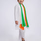 Boy's' White Pure Cotton Kurta, Pyjama & Dupatta Set