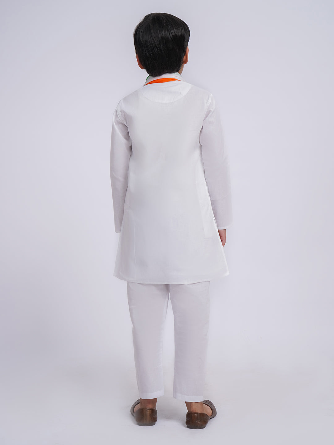 Boy's' White Pure Cotton Kurta, Pyjama & Dupatta Set