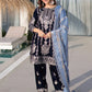 Navy Blue Velvet Heavy Embroidered Suit with Dupatta Party & Festive Wear