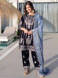 Navy Blue Velvet Heavy Embroidered Suit with Dupatta Party & Festive Wear