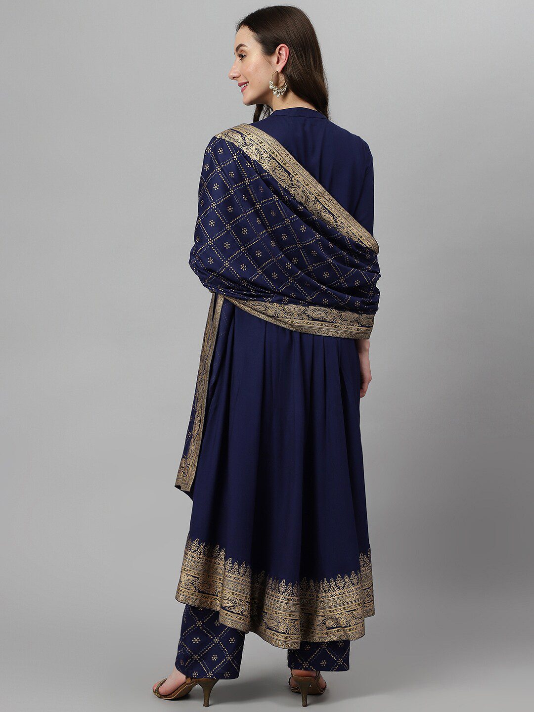 Women Blue Ethnic Motifs Printed Kurta with Palazzos & Dupatta