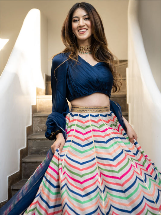 Multicolored Printed Lehenga Set