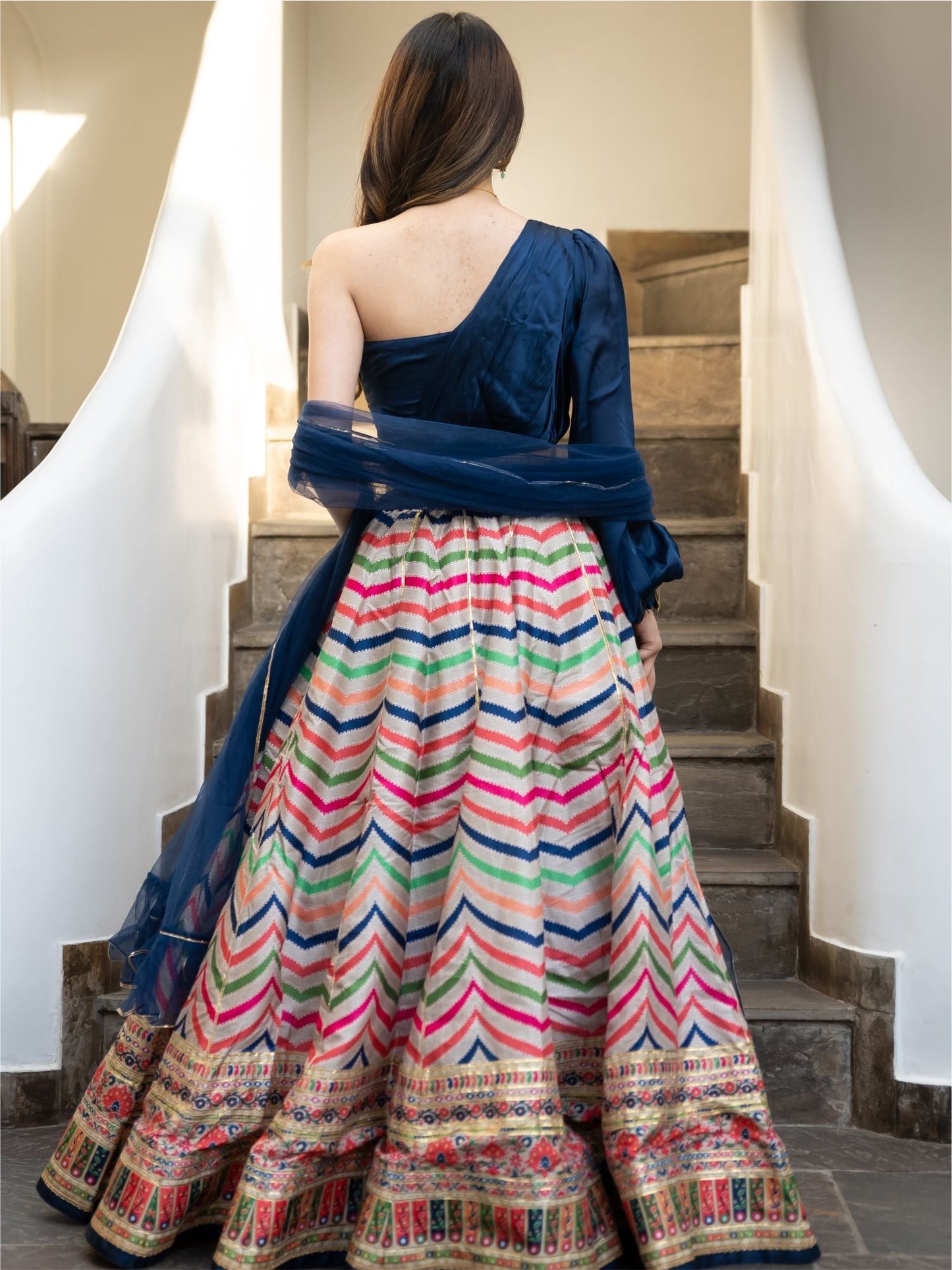 Multicolored Printed Lehenga Set