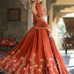 Attractive Orange Thread Embroidery Silk Wedding Wear Lehenga Choli