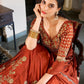 Attractive Orange Thread Embroidery Silk Wedding Wear Lehenga Choli