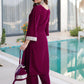 Wine Maroon Velvet Embellished Kurta Pant Set with Potli Festive & Wedding Wear for Women