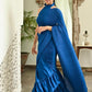 Lavanya The Label Blue Satin Fusion Saree