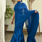 Lavanya The Label Blue Satin Fusion Saree