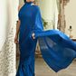 Lavanya The Label Blue Satin Fusion Saree