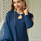 Floral Embroidered Kurta with Trousers & Dupatta