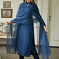 Floral Embroidered Kurta with Trousers & Dupatta