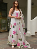 Floral Printed Empire Gotta Patti A-Line Kurta With Pyjamas & Dupatta