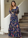 Floral Printed Gotta Patti Ready To Wear Saree