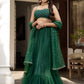 Green & Gold-Toned Embroidered Ready to Wear Lehenga & Blouse With Dupatta