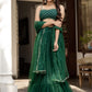 Green & Gold-Toned Embroidered Ready to Wear Lehenga & Blouse With Dupatta