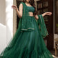 Green & Gold-Toned Embroidered Ready to Wear Lehenga & Blouse With Dupatta