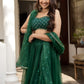 Green & Gold-Toned Embroidered Ready to Wear Lehenga & Blouse With Dupatta