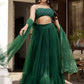 Green & Gold-Toned Embroidered Ready to Wear Lehenga & Blouse With Dupatta