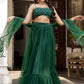 Green & Gold-Toned Embroidered Ready to Wear Lehenga & Blouse With Dupatta