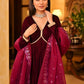 Lavanya The Label Magenta Velvet Sharara Set