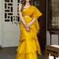 Lavanya The Label Mustard & Gold-Toned Sequinned Organza Ready to Wear Saree