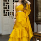 Lavanya The Label Mustard & Gold-Toned Sequinned Organza Ready to Wear Saree